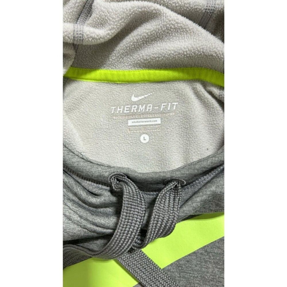 NIKE Large Thermafit Hoodie Unisex Gray HI-Liter Yellow - Picture 3 of 4